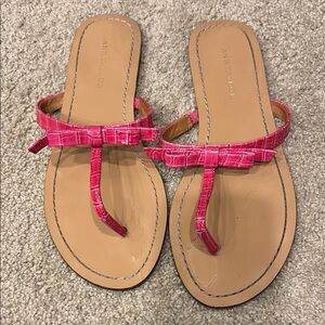 Ann Taylor Fuchsia Croc-Embossed Sandals